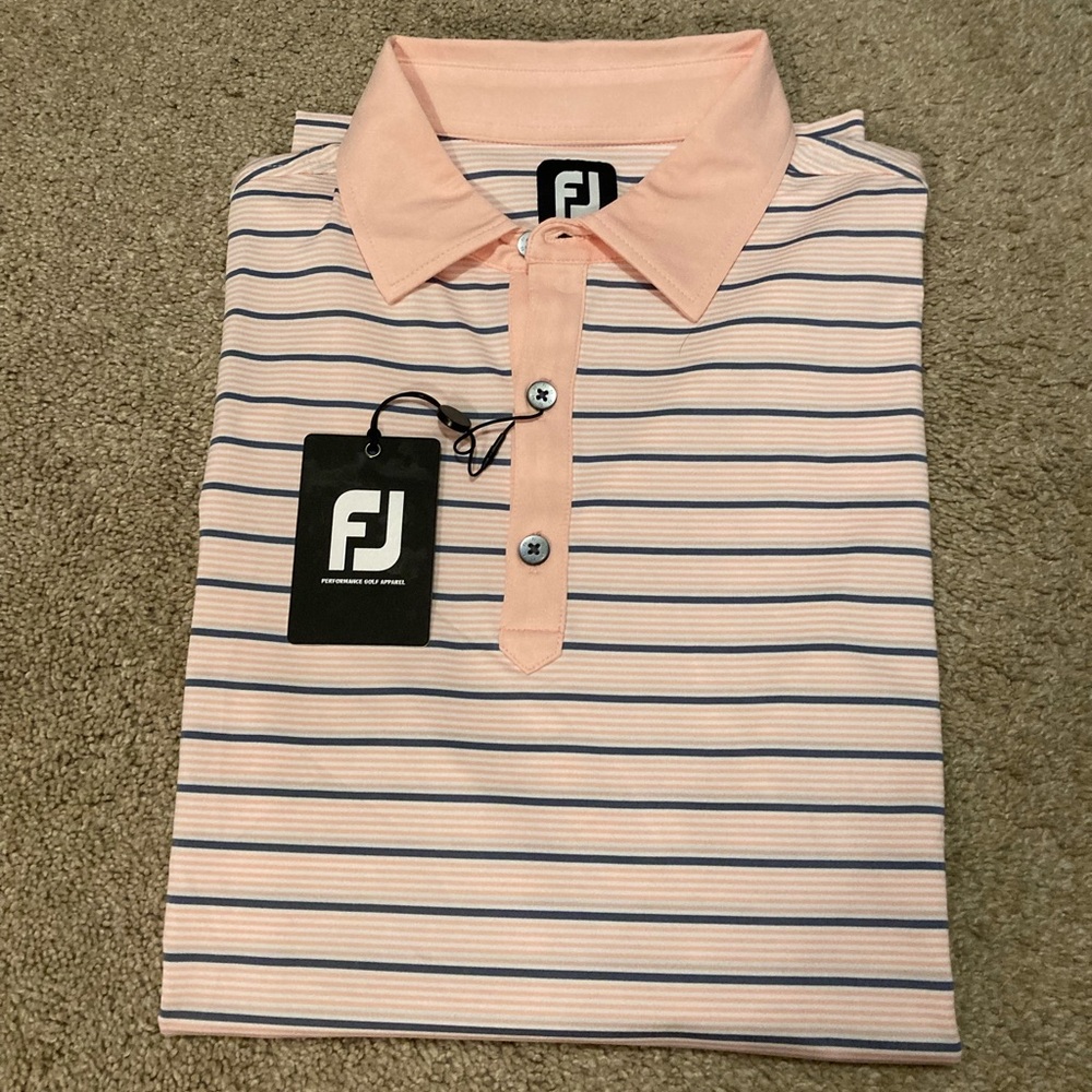 FootJoy Pink Striped Polo Shirt